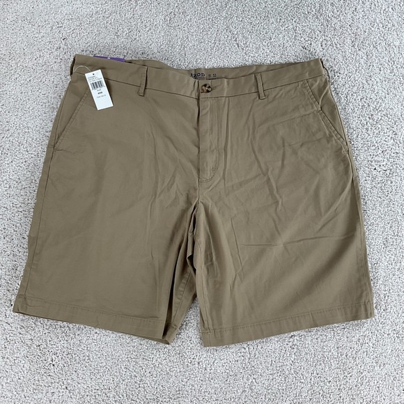 Izod Other - IZOD Saltwater Relaxed Classics Khaki Flat Front Shorts Mens 40W 9.5 Inseam‎ NEW